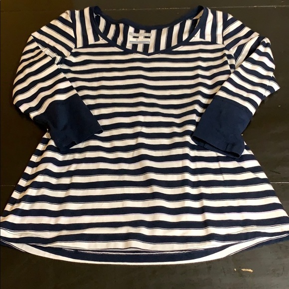 🛍 Columbia Navy/White Stripped Blouse 💙 - Picture 2 of 8
